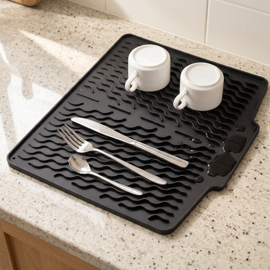 **Premium Silicone Sink Drying Mat – Dish Drying Pad with Drain Spout for Kitchen Sink & Countertop**