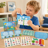 Preschool Busy Book for Kids with Reusable Stickers – ABC, Animals & Shapes