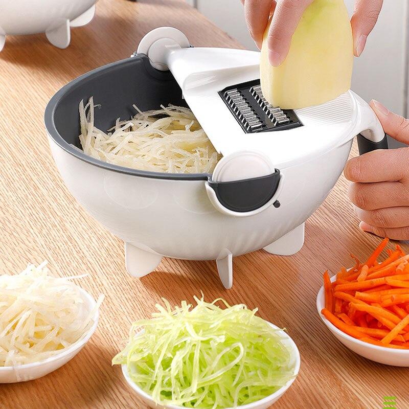 Multifunctional Vegetable Cutter with Drain Basket Kitchen Slicer