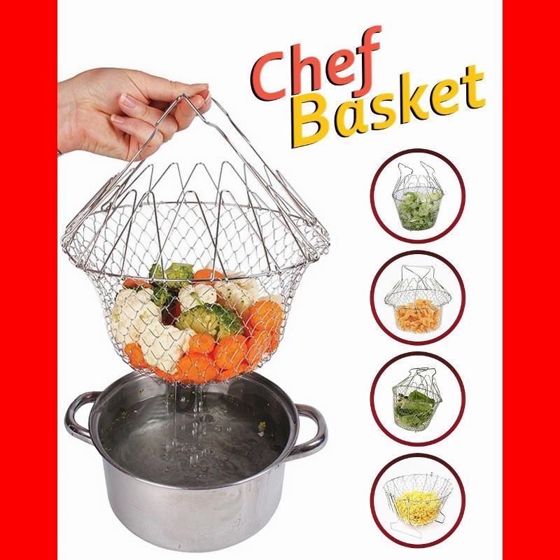 Stainless Steel Chef Basket 12 in 1 Kitchen Tool Deluxe Boiler