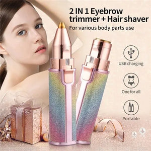 Flawless 2 in 1 Eye Brow And Facial Hair Remover Chargeable , Multi
