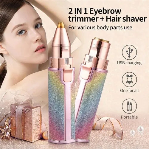 Flawless 2 in 1 Eye Brow And Facial Hair Remover Chargeable , Multi