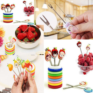 Fruit Fork Food Picks Cartoon Plastic Fruit Dessert Fork