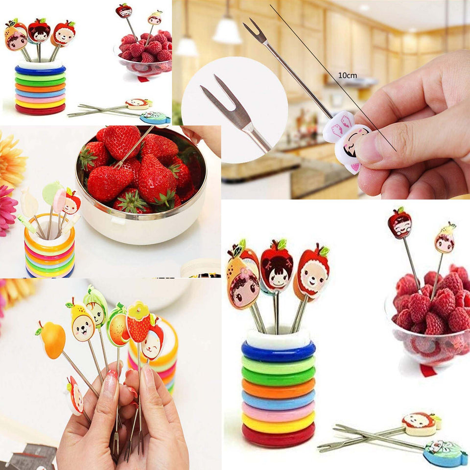 Fruit Fork Food Picks Cartoon Plastic Fruit Dessert Fork