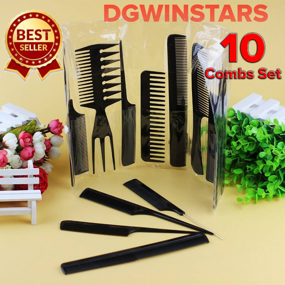 Black Professional Combs Hair Salon Hair Styling Barbers – 10 Pieces