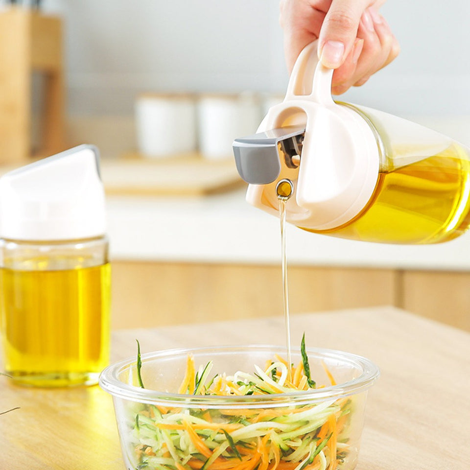 Glass Oil Jar Home Leak Proof Oil Bottle Kitchen Automatic Opening