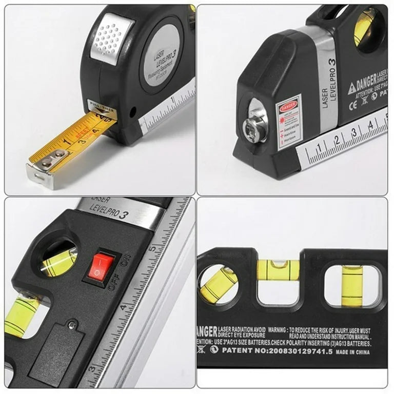5-in-1 Laser Level with Ruler & Triple Spirit Level