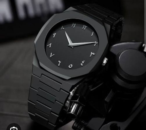 Black Arabic-Style Dial Watch Everyday Timepiece