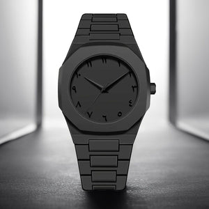 Black Arabic-Style Dial Watch Everyday Timepiece
