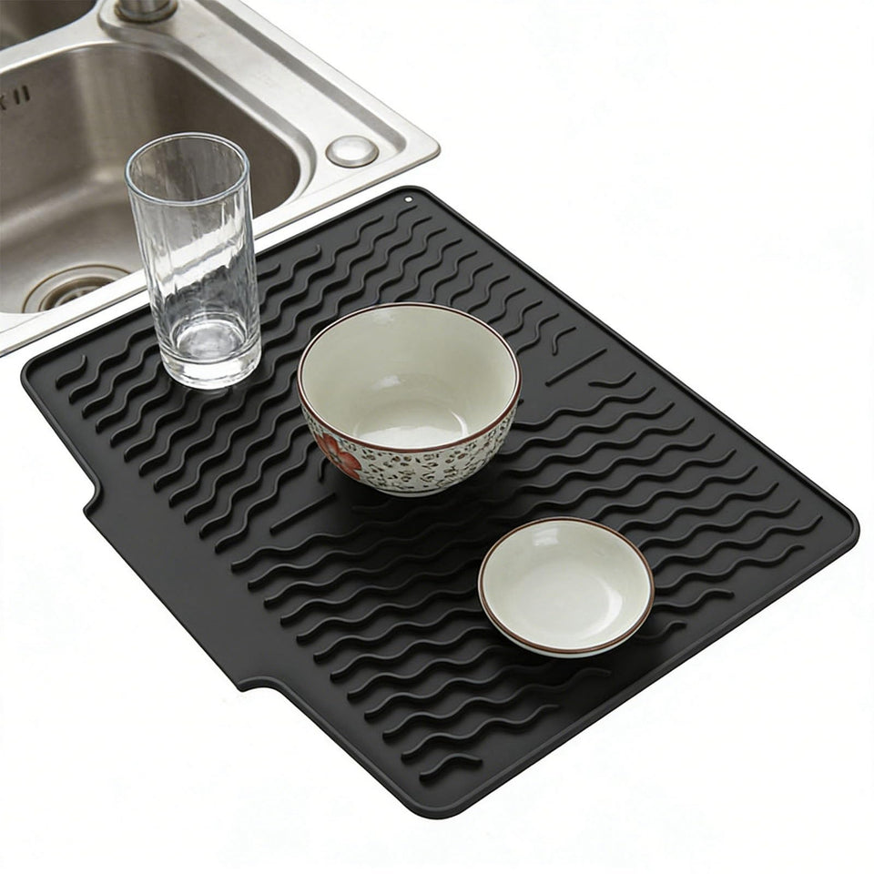 **Premium Silicone Sink Drying Mat – Dish Drying Pad with Drain Spout for Kitchen Sink & Countertop**