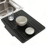 **Premium Silicone Sink Drying Mat – Dish Drying Pad with Drain Spout for Kitchen Sink & Countertop**