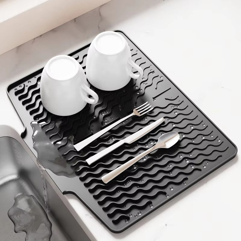 **Premium Silicone Sink Drying Mat – Dish Drying Pad with Drain Spout for Kitchen Sink & Countertop**