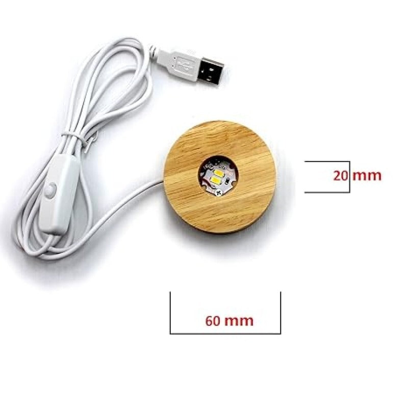 Moon Shape Crystal Ball LED Lamp with Wooden Base – Decorative Night Light