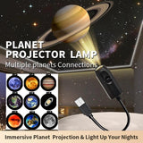 **USB Moon & Earth Galaxy Projector Lamp – Starry Sky Atmosphere Light with 6 Projection Lenses**