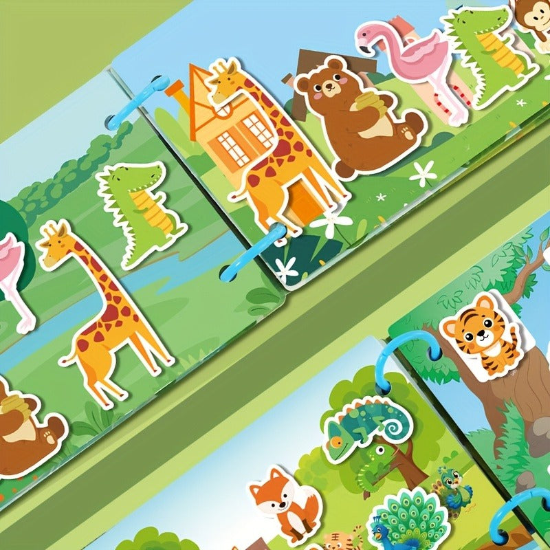 Preschool Busy Book for Kids with Reusable Stickers – ABC, Animals & Shapes