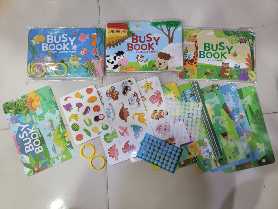 Preschool Busy Book for Kids with Reusable Stickers – ABC, Animals & Shapes