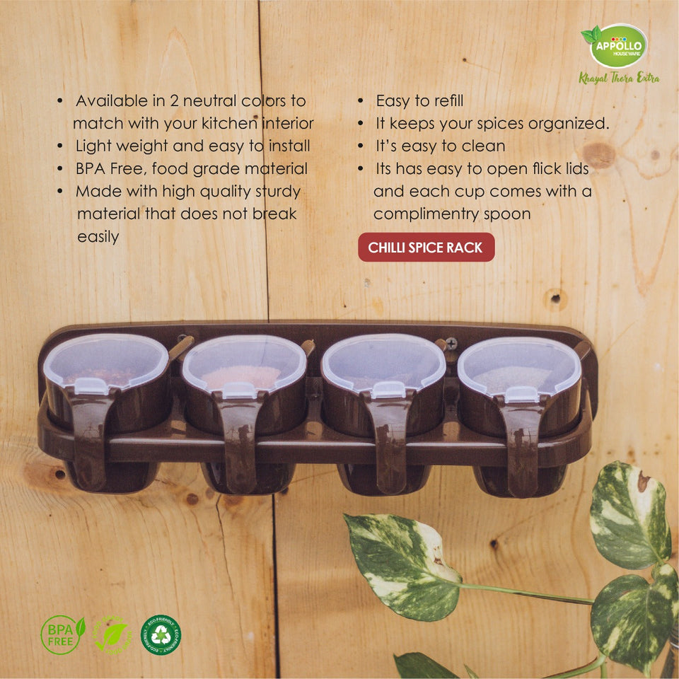 4 In 1 Beautiful Chili Spice Rack Wall Hanging Kitchen Rack