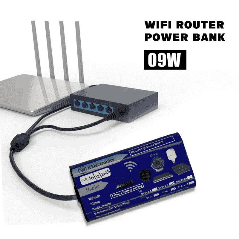 WiFi Router UPS Power Bank 9 Volts 4 Hours Guaranteed Backup