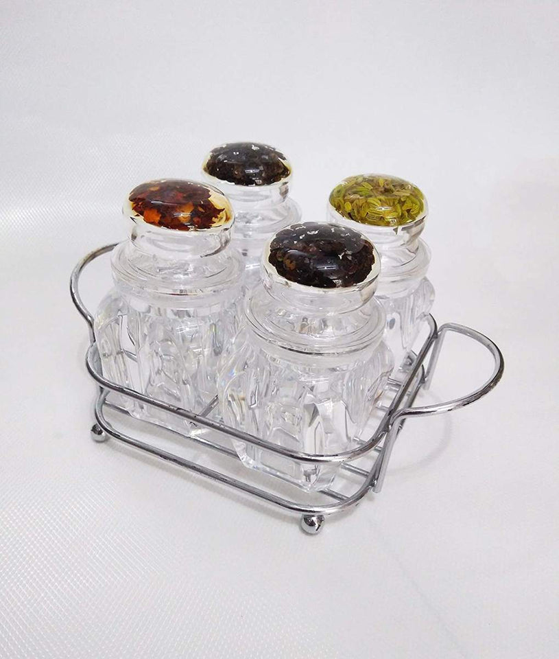 Acrylic Kitchen Salt & Pepper Shaker With Stainless Steel – 4 Pcs