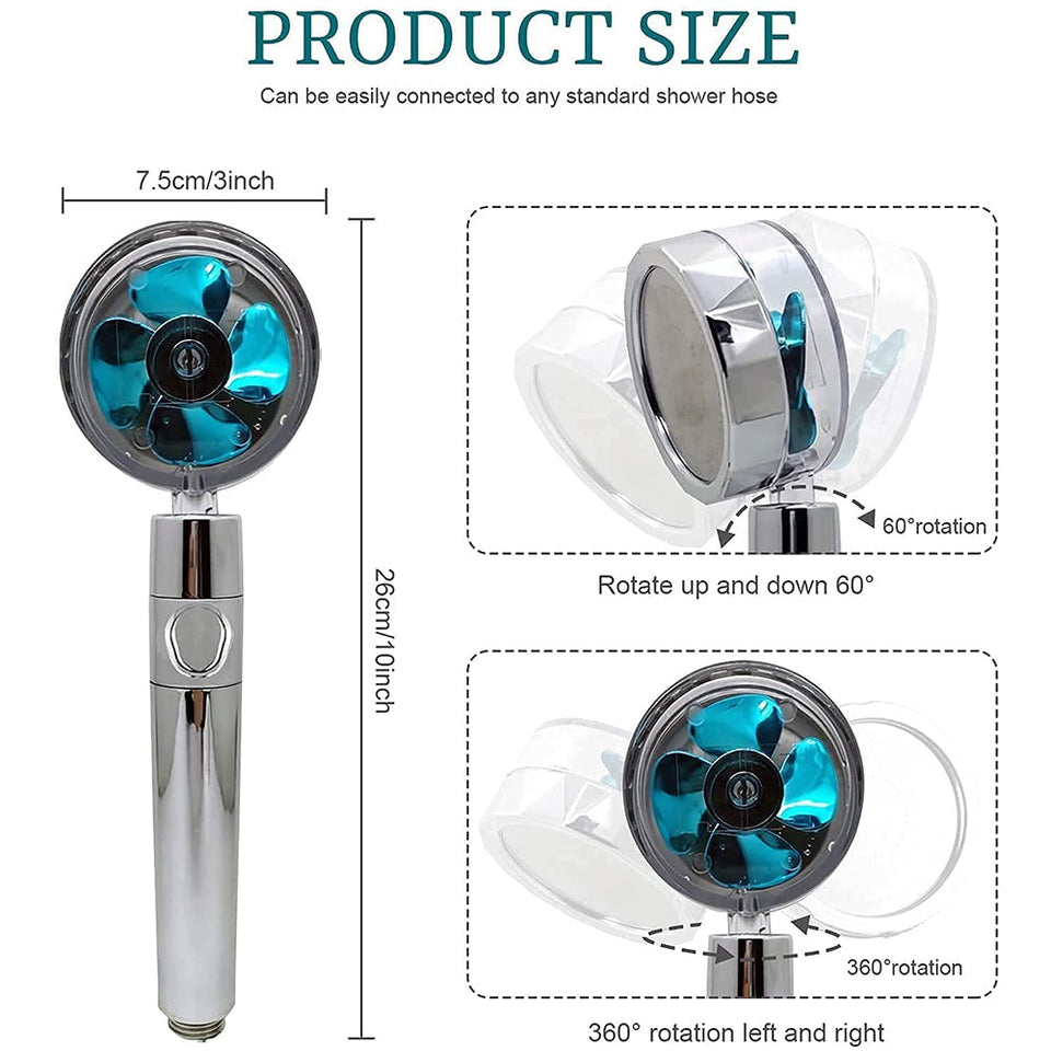 360 Degrees Rotating High Pressure Shower Heads, Handheld Turbo Fan
