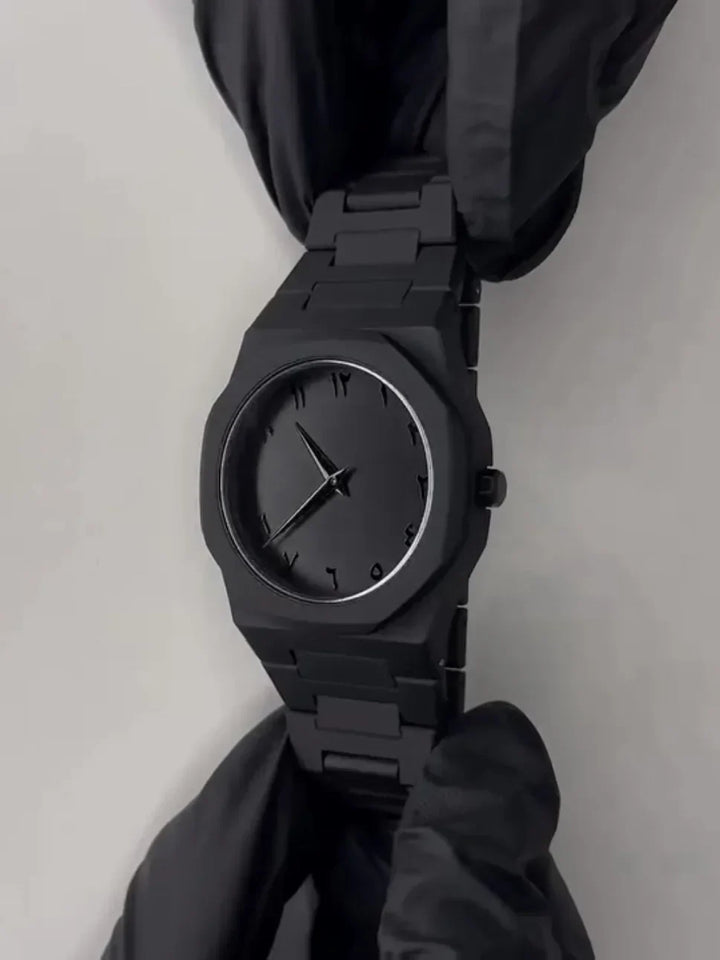Black Arabic-Style Dial Watch Everyday Timepiece