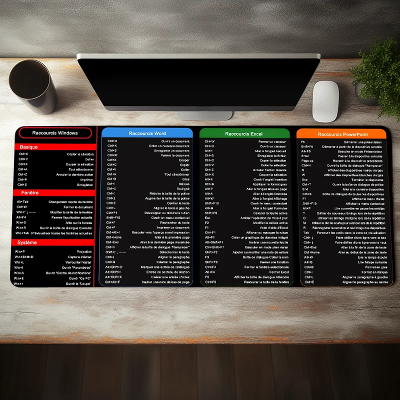 Anti-Slip Extended Keyboard & Mouse Mat Shortcut Key Design