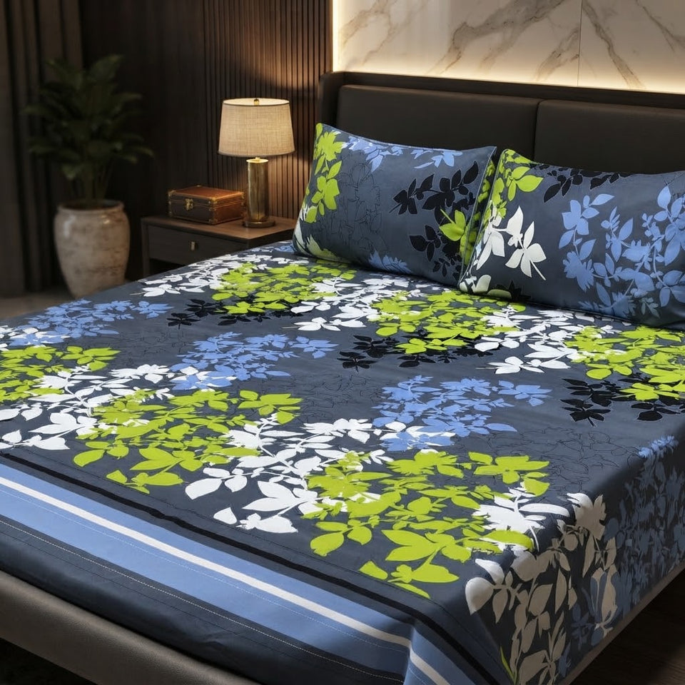 3D Crystal Cotton 3-piece Bedsheet Set