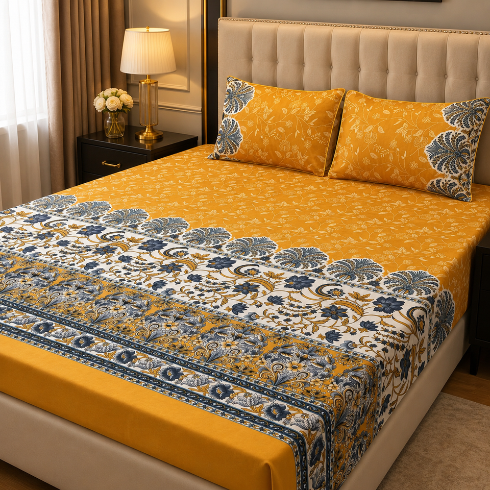 3D Crystal Cotton 3-piece Bedsheet Set AY0010010