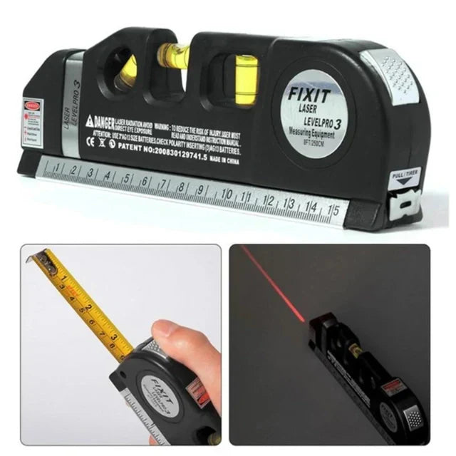 5-in-1 Laser Level with Ruler & Triple Spirit Level