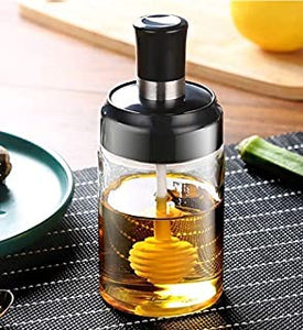 250ml Kitchen Condiment Jar Glass Seasoning Bottle With Honey Brush