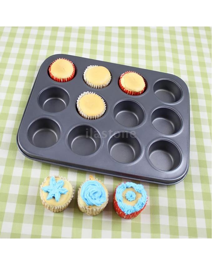12 Hole Cupcake Tray, Muffin Pan,non stick cupcake baking pan kitchen