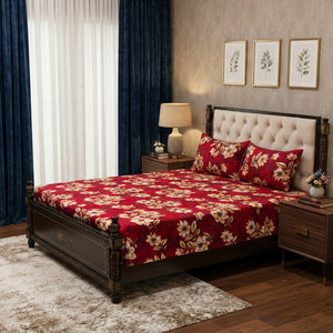 3D Crystal Cotton 3-piece Bedsheet Set - For Bedroom Comfort And Daily Interior Routine (AY0010056)