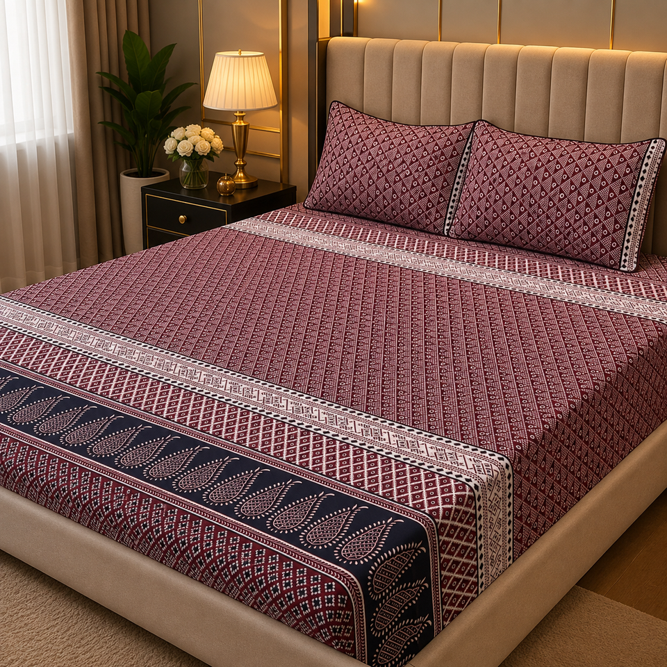 3D Crystal Cotton 3-piece Bedsheet Set AY0010047