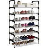 6 layer shoe rack with different footwear organized across the shelves