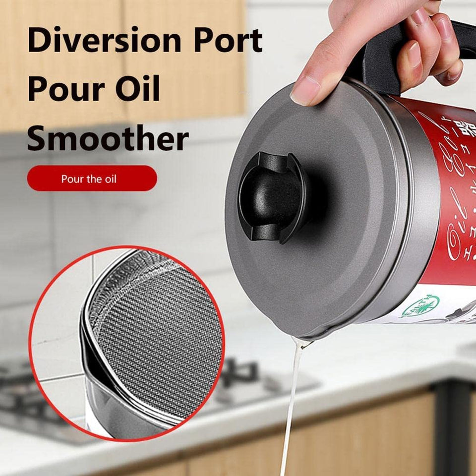 Stainless Steel Oil Filter Storage Pot Kitchen Oil Strainer