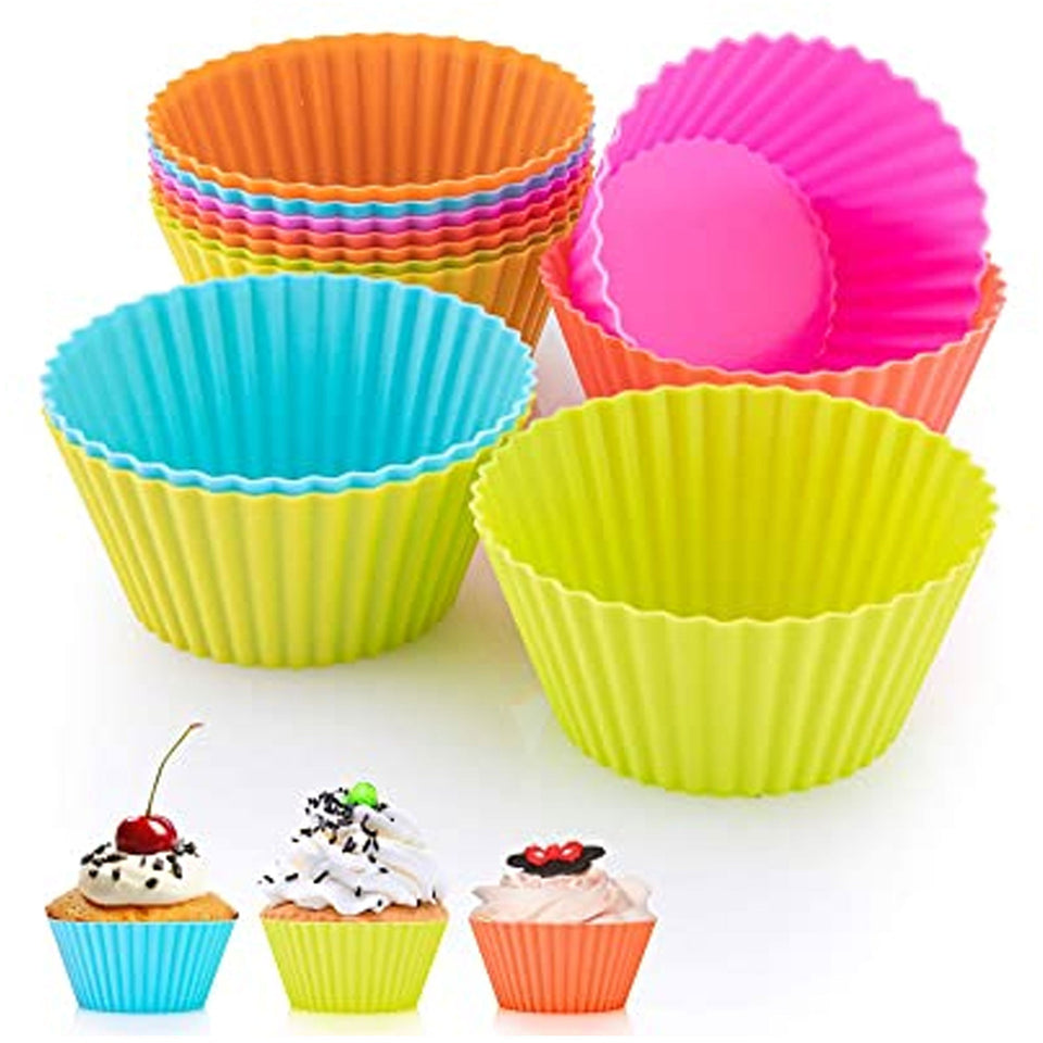 Silicone Cup Cake Molds Multicolor – Everyday Kitchen Use – Pack of 12