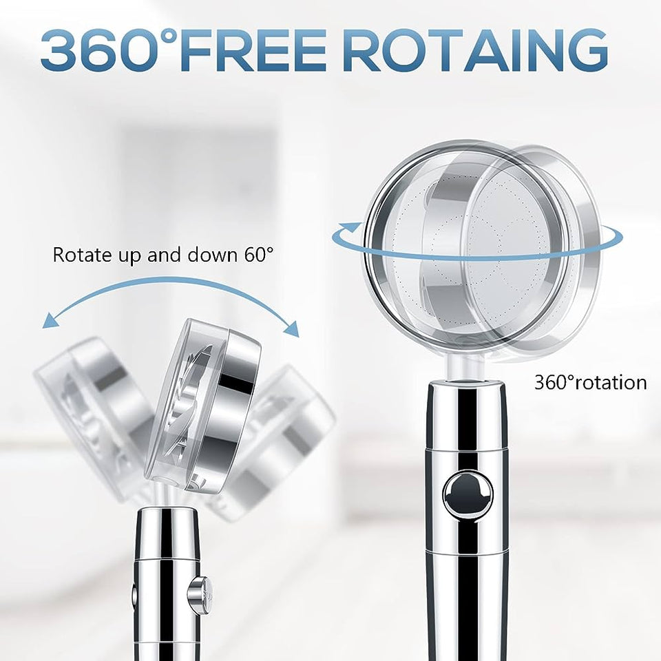 360 Degrees Rotating High Pressure Shower Heads, Handheld Turbo Fan
