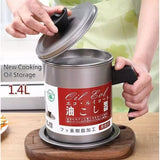 Stainless Steel Oil Filter Storage Pot Kitchen Oil Strainer