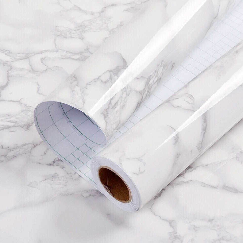 Self Adhesive White Marble Sheet for Kitchen Waterproof – Pack of 5