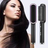 2-in-1 Hair Straightening Brush & Curler Heated Styling Tool