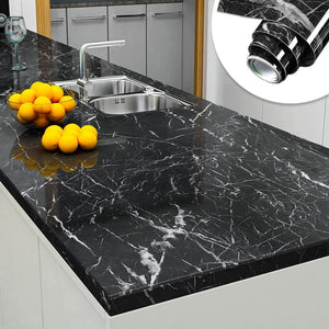 Self Adhesive Black Marble Sheet for Kitchen Waterproof – Pack of 5