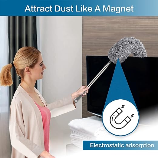 Flexible Microfiber Feather Duster Kit with 30-100 Inches Telescoping