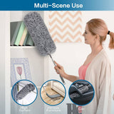 Flexible Microfiber Feather Duster Kit with 30-100 Inches Telescoping
