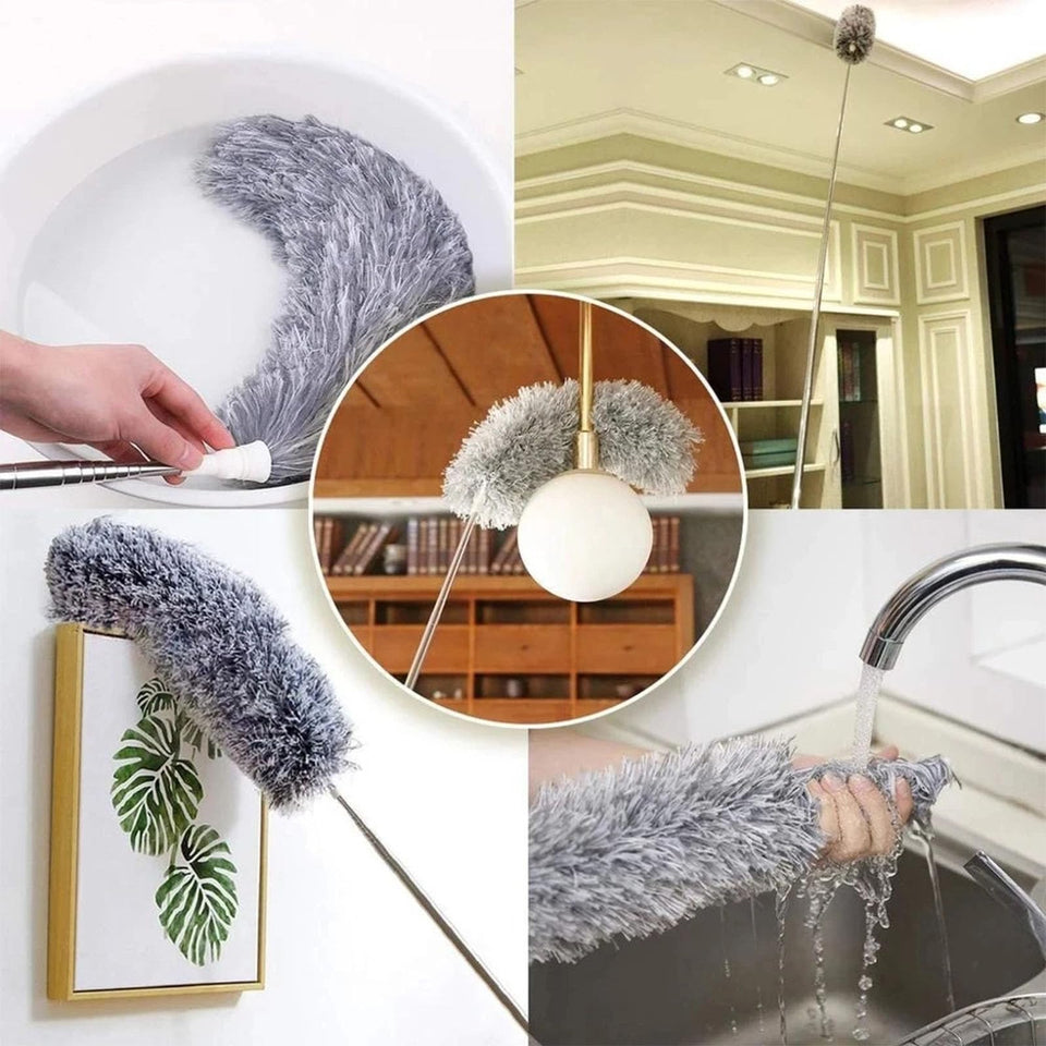 Flexible Microfiber Feather Duster Kit with 30-100 Inches Telescoping