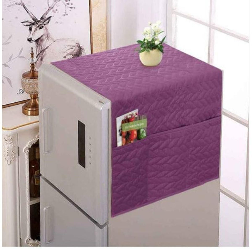 Quilted Plain Refrigerator Cover – Dustproof Fridge Top Protector (random color)