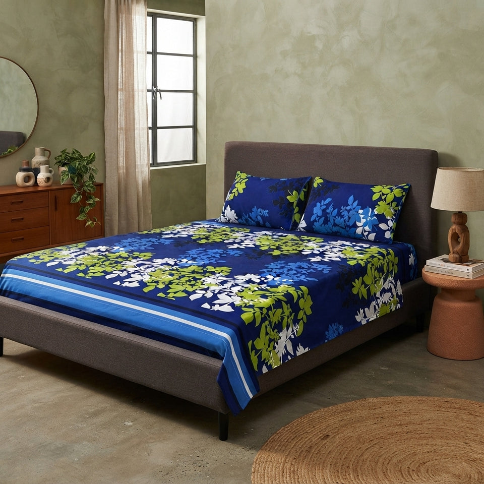 3D Crystal Cotton Bedsheet Set – Multicolour | Premium Crystal Cotton Fabric