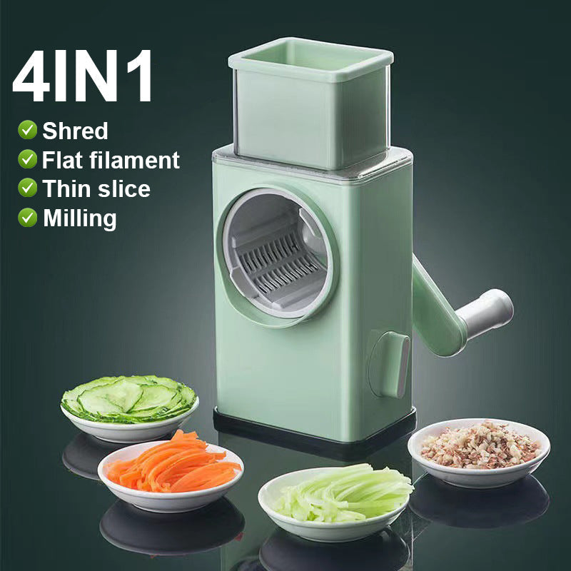 4-in-1 Rotary Vegetable Chopper & Slicer Kitchen Prep Tool