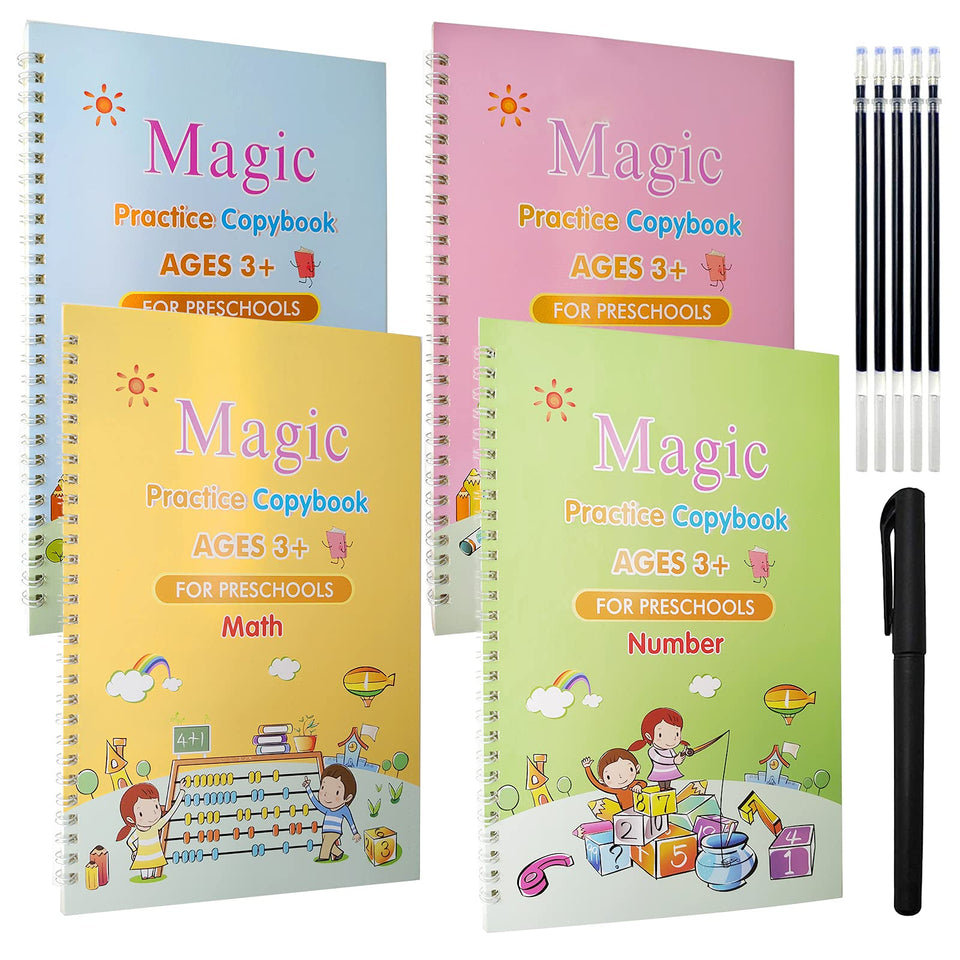 Magic Practice Copybook for Kids, Children Reusable – Pack of 4