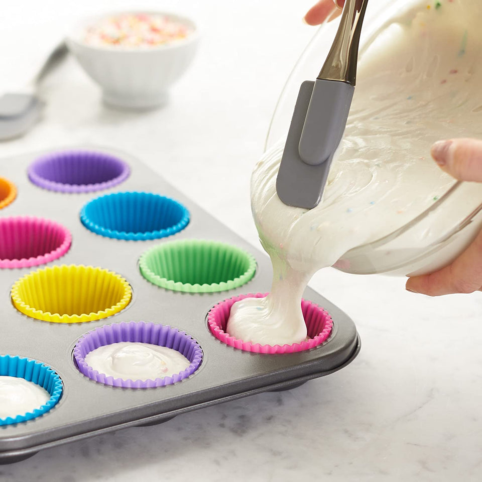 Silicone Cup Cake Molds Multicolor – Everyday Kitchen Use – Pack of 12