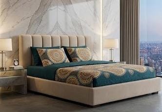 3D Crystal Cotton Bedsheet Set – Teal & Gold Ornate Mandala Medallion | 3-Piece Luxury Bedding